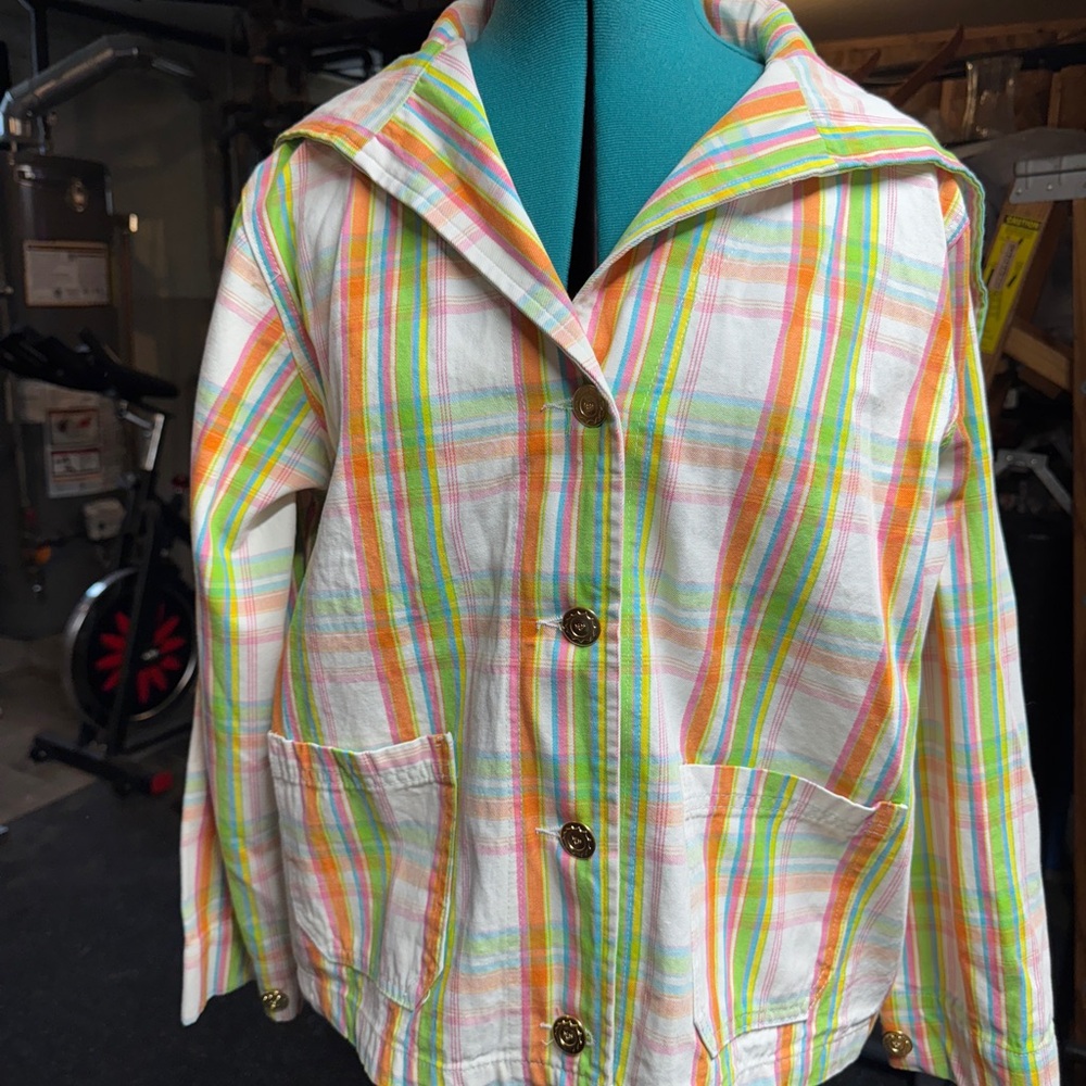 Big Bud Press Pastel Rainbow Plaid Spring Women's Jacket